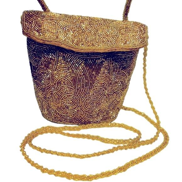 Vintage Gold Beaded Evening Handbag - Picture 2 of 13